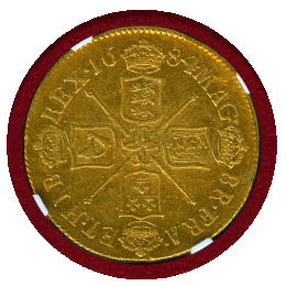 【SOLD】イギリス 1684年 2ギニー 金貨 チャールズ2世 エレファント&キャッスル XF45