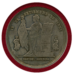ホンジュラス 1883年 ペソ銀貨 中央アメリカ連邦憲法制定 NGC AU55