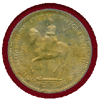 【SOLD】イギリス 1953年 エリザベス2世 戴冠記念 白銅貨 クラウン PCGS PR64