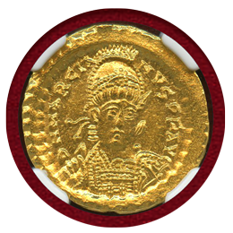 東ローマ帝国 AD450-457 ソリダス金貨 マルキアヌス Ch MS 5/5 4/5