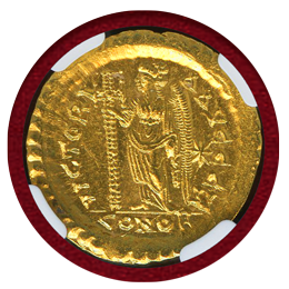 東ローマ帝国 AD450-457 ソリダス金貨 マルキアヌス Ch MS 5/5 4/5