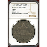 【SOLD】ドイツ ミュンスター 1661年 ターラー 銀貨 都市景観 NGC MS64