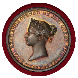 【SOLD】イギリス 1844年 銀メダル 王立証券取引所オープン記念 PCGS SP64