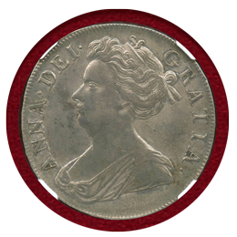 【SOLD】イギリス 1707年 クラウン銀貨 アン女王 NGC AU55