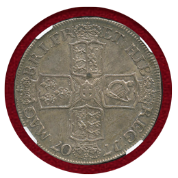 【SOLD】イギリス 1707年 クラウン銀貨 アン女王 NGC AU55