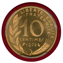 フランス 1972年 10サンチーム 金貨 ピエフォー マリアンヌ PCGS SP68