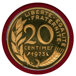 フランス 1973年 20サンチーム 金貨 ピエフォー マリアンヌ PCGS SP66