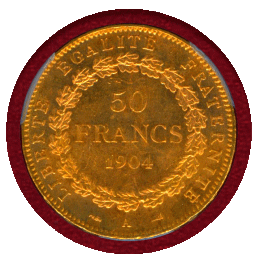 【SOLD】フランス 1904A 50フラン 金貨 エンジェル PCGS MS63