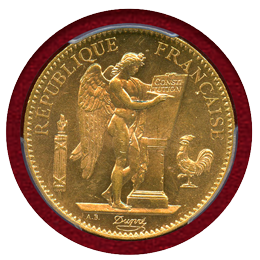 フランス 1909A 100フラン 金貨 エンジェル立像 PCGS MS63