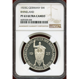 ドイツ ワイマール共和国 1925G 5マルク 銀貨 プルーフ ラインラント NGC PF63UC