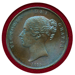 イギリス 1854年 ペニー 銅貨 ヴィクトリア ヤングヘッド PCGS MS65BN