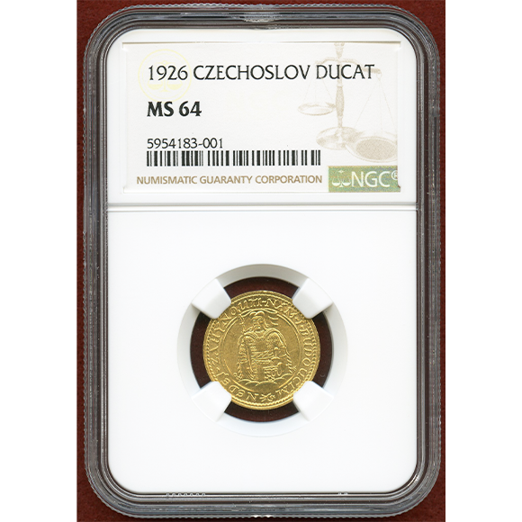 JCC | ジャパンコインキャビネット / 【SOLD】チェコスロバキア 1926年 ダカット 金貨 聖ヴァーツラフ NGC MS64