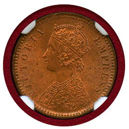英領インド 1898(C) 1/12アンナ 銅貨 ヴィクトリア女王 NGC MS64RB