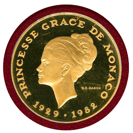 モナコ 1982年 10フラン 金貨 ピエフォー グレース王妃 PCGS SP67