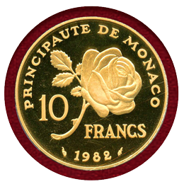 モナコ 1982年 10フラン 金貨 ピエフォー グレース王妃 PCGS SP67