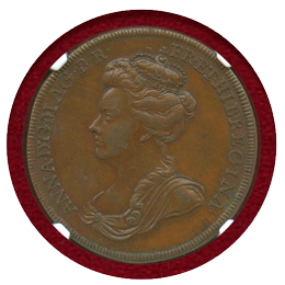イギリス (1702) 銅メダル アン女王即位記念 NGC AU58BN