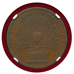 イギリス (1702) 銅メダル アン女王即位記念 NGC AU58BN