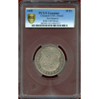 【SOLD】スイス ジュネーブ 1848年 10フラン 銀貨 PCGS UNC Detail