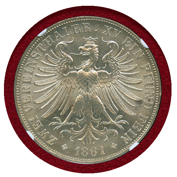 JCC | ジャパンコインキャビネット / ドイツ フランクフルト 1861年 2ターラー 銀貨 フランコニア NGC MS64