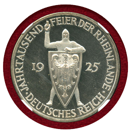 【SOLD】ドイツ ワイマール共和国 1925A 5マルク 銀貨 NGC PF66CAMEO