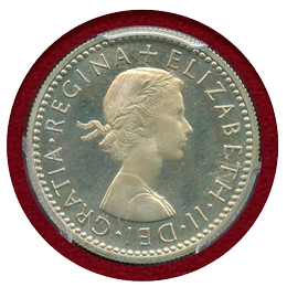 【SOLD】イギリス 1957年 6ペンス 白銅貨 エリザベス2世 PCGS PR66CAM