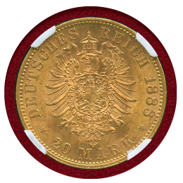 【SOLD】ドイツ プロイセン 1888A 20マルク金貨 フリードリヒ3世 NGC MS63