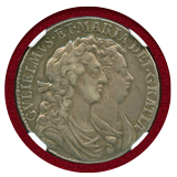 イングランド 1689年 1/2クラウン銀貨 ウィリアム&メアリー NGC XF40