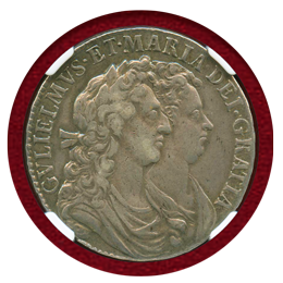 イングランド 1689年 1/2クラウン銀貨 ウィリアム&メアリー NGC XF40