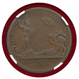 イギリス 1702年 アン女王 戴冠記念 銅メダル NGC AU58BN