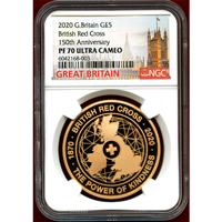 イギリス 2020年 5ポンド 金貨 英国赤十字社150周年 NGC PF70UC