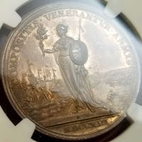 【SOLD】イギリス 1713年 銀メダル アン女王 ユトレヒト条約締結記念 NGC MS61