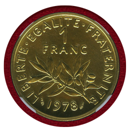 フランス 1978年 1フラン 金貨 ピエフォー 種を蒔く女神 NGC PF68