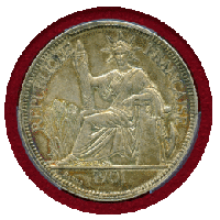 仏領インドシナ 1901A ピアストル 銀貨 自由の女神 PCGS AU55