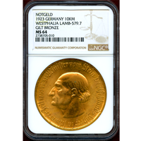 ドイツ ヴェストファ―レン 1923年 10000マルク 銅貨 緊急貨 NGC MS64