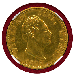 英領インド 1835(B) モハール 金貨 リストライク ウィリアム4世 NGC PF61