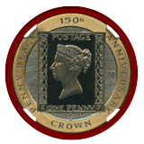 マン島 1990年 クラウン 金貨 ペニーブラック切手150周年記念 NGC GEM PROOF