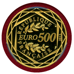 フランス 2013年 500ユーロ 金貨 La Republique PCGS MS70