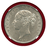 【SOLD】イギリス 1874年 1/2クラウン 銀貨 ヴィクトリア ヤングヘッド NGC MS62
