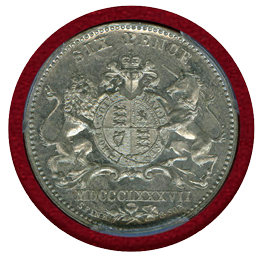イギリス 1887年 6ペンス 錫貨 試作貨 ヴィクトリア女王 PCGS PR63