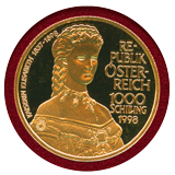 【SOLD】オーストリア 1998年 1000シリング プルーフ金貨 エリザベート 没後100年