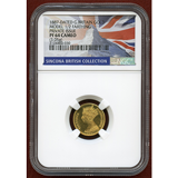 イギリス 1887年 即位50周年記念 1/2ファージング金メダル NGC PF64CAMEO