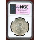 オランダ王国 キュラソー島 1944年 2.5グルデン銀貨 ウィルヘルミナ女王 NGC MS65