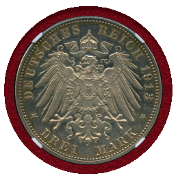 ドイツ ザクセン 1913E 3マルク 銀貨 ライプツィヒの戦い100周年 NGC PF62CAM