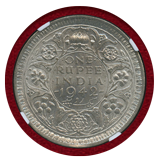 インド 1918年(B) ルピー 銀貨 ジョージ5世&ジョージ6世 2枚セット NGC MS63