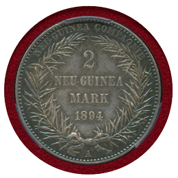 独領ニューギニア 1894A 2マルク 銀貨 極楽鳥 PCGS MS63