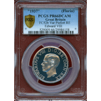 イギリス (1937) フローリン 白銅貨 ピエフォー エドワード8世 PR66DCAM