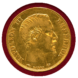フランス 1858A 20フラン 金貨 ナポレオン3世 無冠