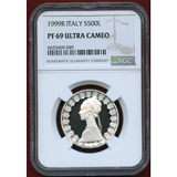 【SOLD】イタリア 1999R 500リレ 銀貨 コロンブスの船 NGC PF69UC