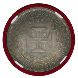 ポルトガル 1898年 1000レイス 銀貨 インド航路発見400年記念 NGC MS65