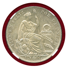 【SOLD】ペルー 1934年  ソル銀貨 女神座像 NGC MS63